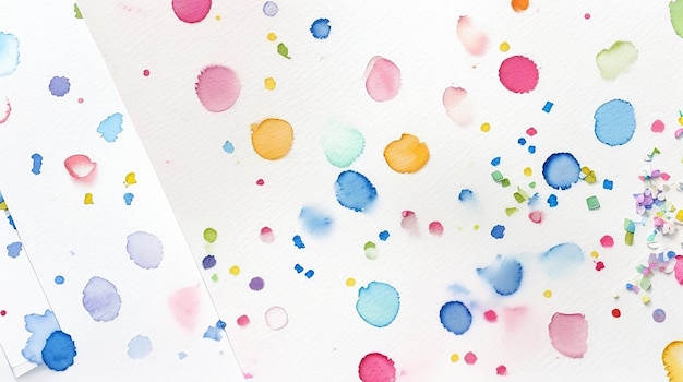 Watercolor confetti on white background actual rainbow colored dots