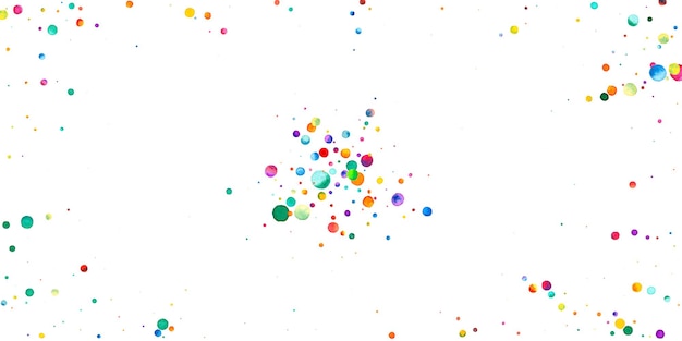 Watercolor confetti on white background. alive rainbow colored
dots. happy celebration wide colorful bright card. gorgeous hand
painted confetti.