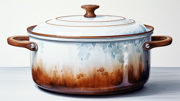 Photo the watercolor cooking pot