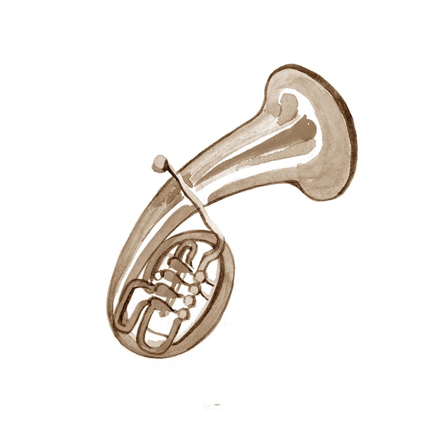 Photo watercolor copper brass band alto