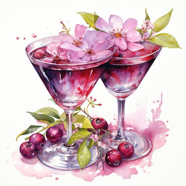 Photo watercolor cosmopolitan clipart generative ai