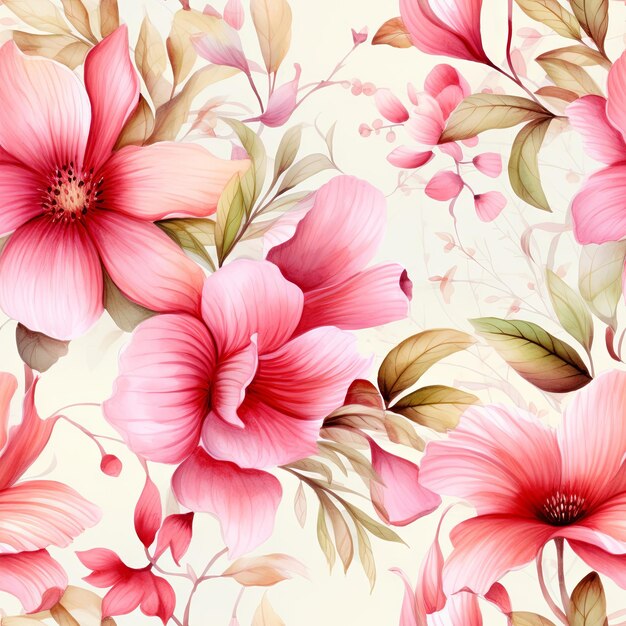 Watercolor country flower seamless pattern