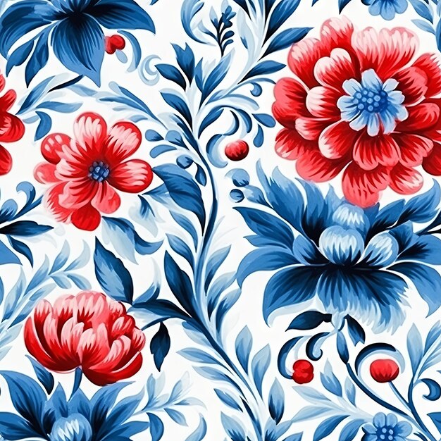 Watercolor country flower seamless pattern