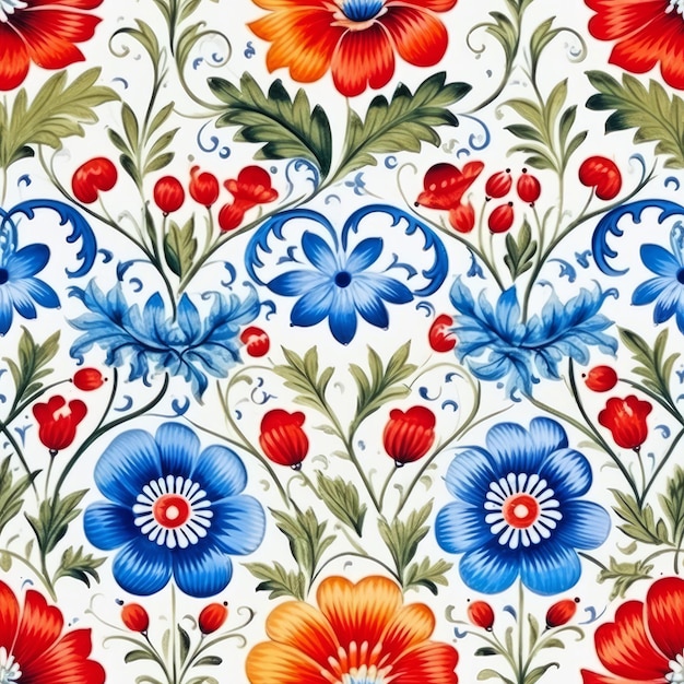 Watercolor country flower seamless pattern