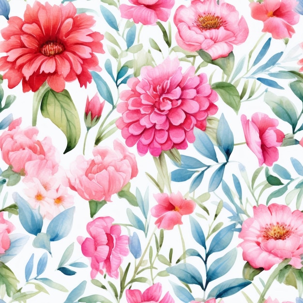 Watercolor country flower seamless pattern