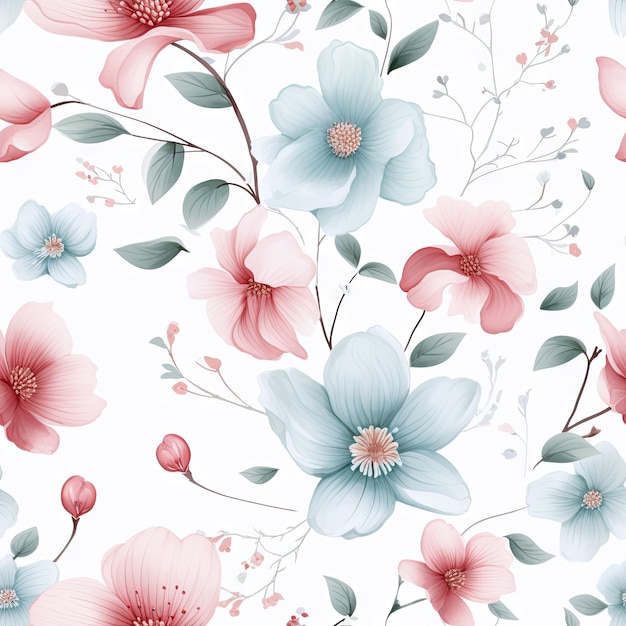 Watercolor country flower seamless pattern