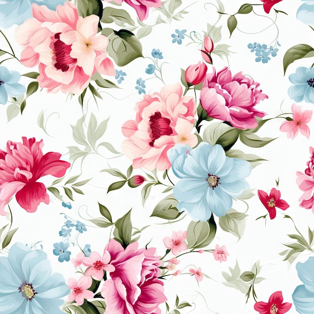 Watercolor country flower seamless pattern