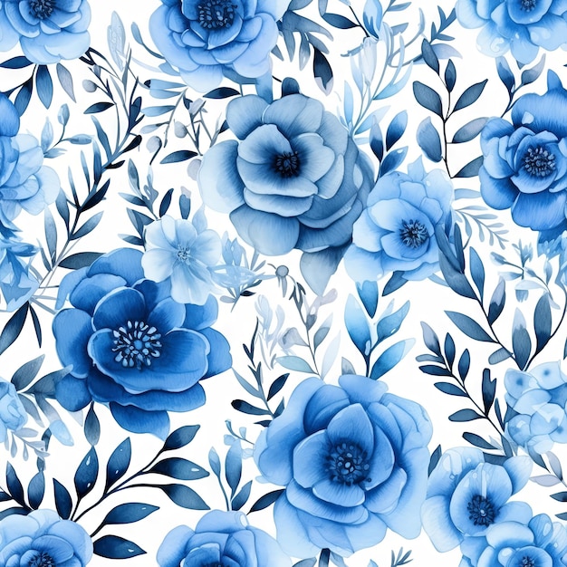 Watercolor country flower seamless pattern