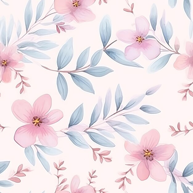 Watercolor country flower seamless pattern