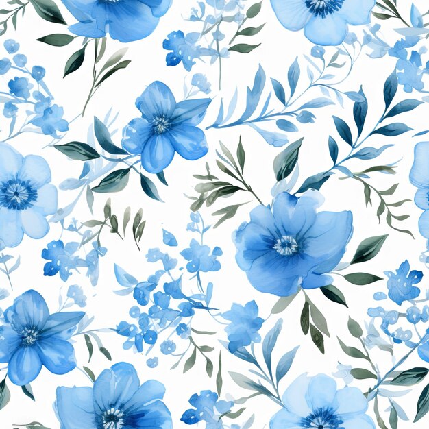 Watercolor country flower seamless pattern