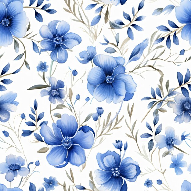 Watercolor country flower seamless pattern