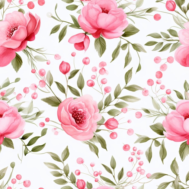 Photo watercolor country flower seamless pattern