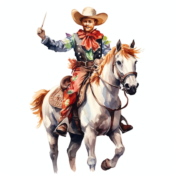 watercolor Cowboy rodeo clown western wild west cowboy desert illustration clipart