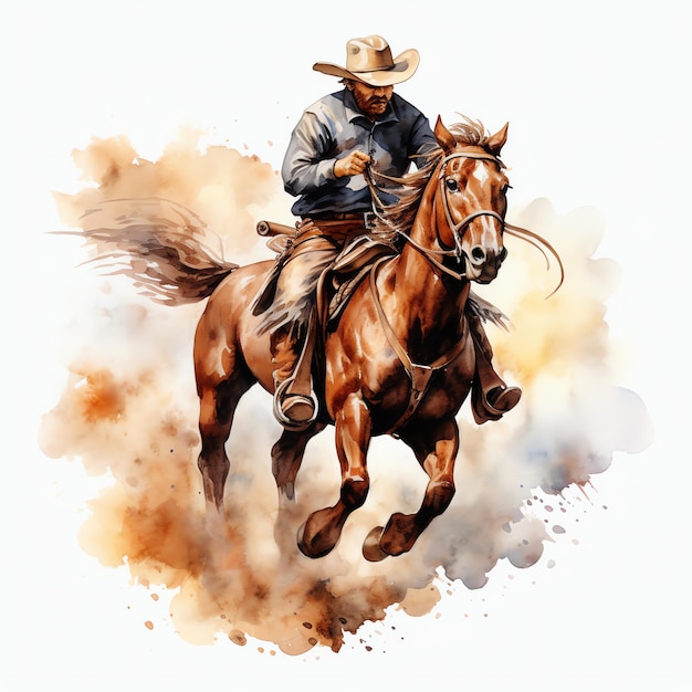 Watercolor cowboy rodeo event western wild west cowboy desert illustration clipart