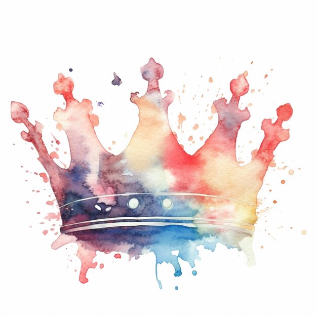 A watercolor crown with the word king on it.