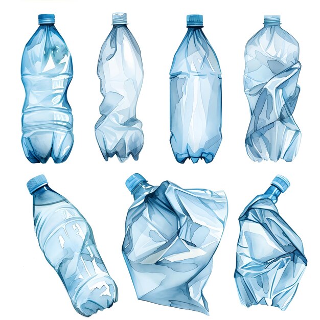 사진 색 배경 에 배치 된 물색 은 플라스틱 파란색 병