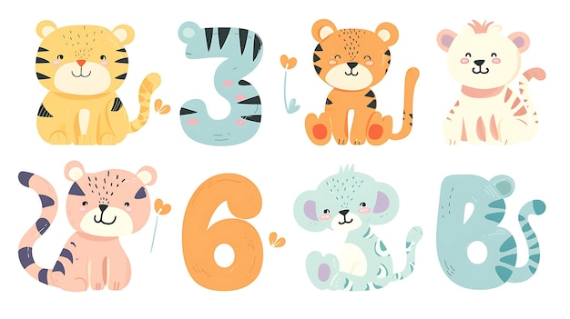 Photo watercolor cute animal number