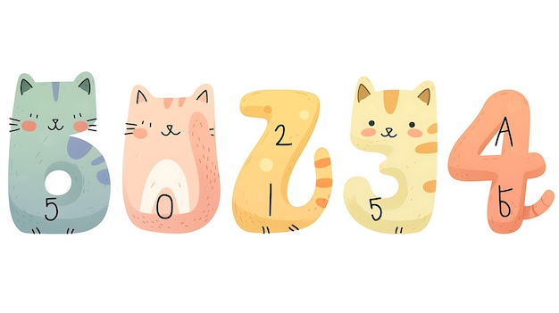 Photo watercolor cute animal number