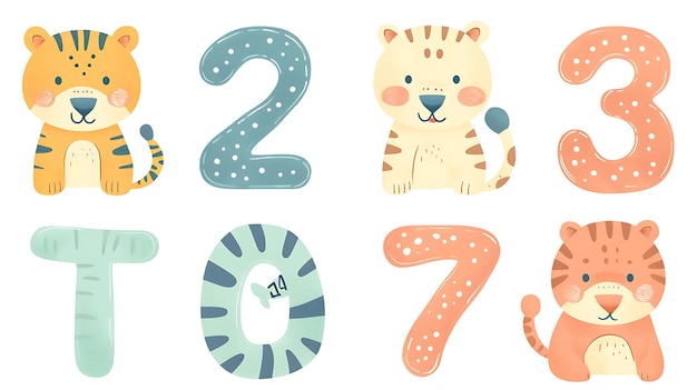 Photo watercolor cute animal number