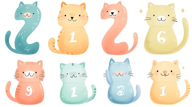 Photo watercolor cute animal number