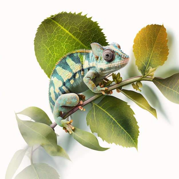 watercolor cute baby chameleon