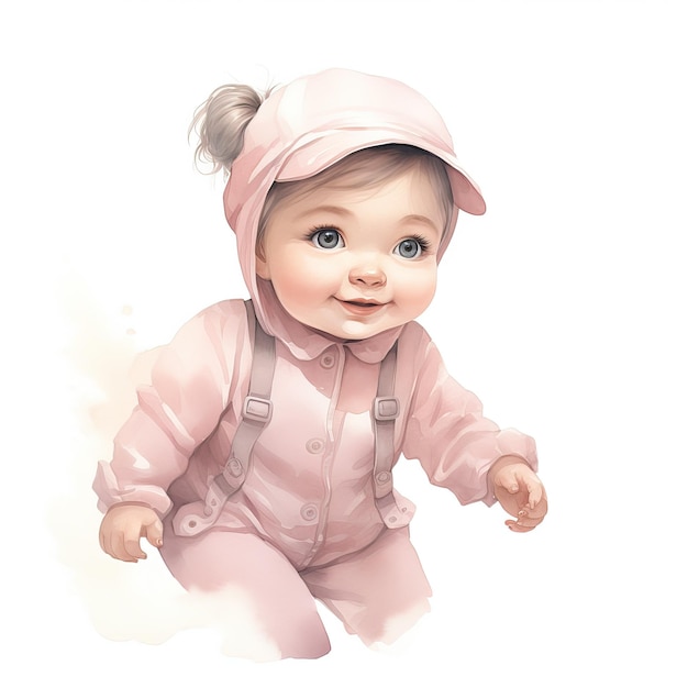 Watercolor cute baby clipart