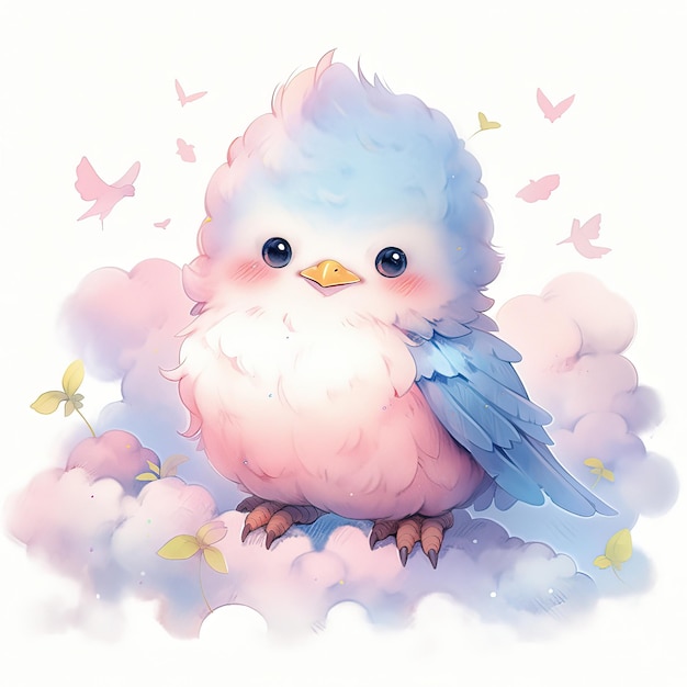 Photo watercolor cute bird nursery clipart