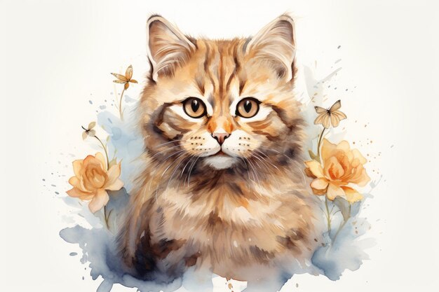 watercolor cute cat