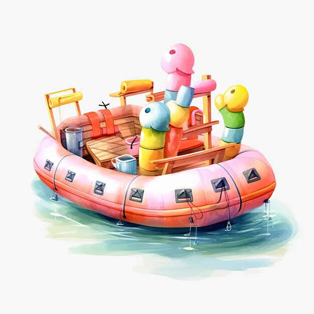 Photo watercolor cute clipart inflatable raft