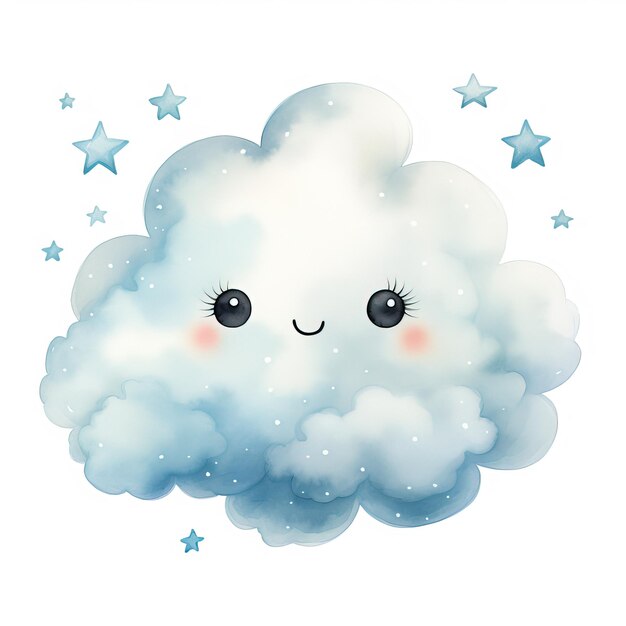 Watercolor cute cloud nursery clipart