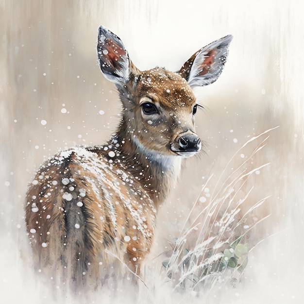 Watercolor Cute deer