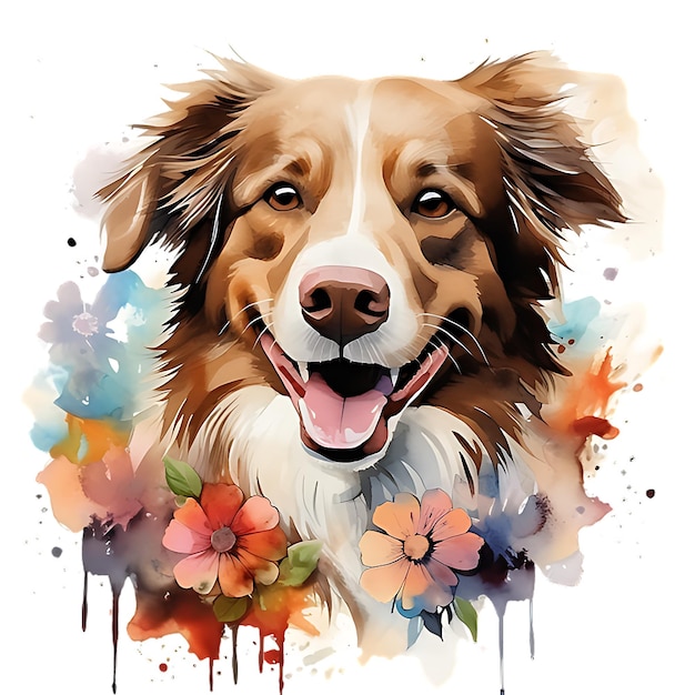 Watercolor Cute Dog Clip Art Animal Illustration