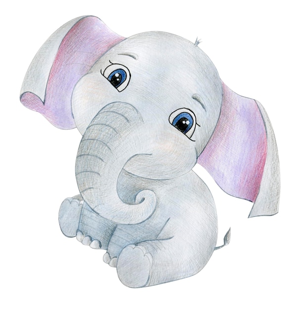 Photo watercolor cute elephant for girls