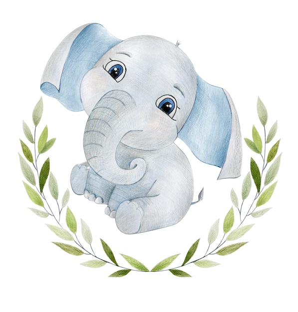 Watercolor cute elephant