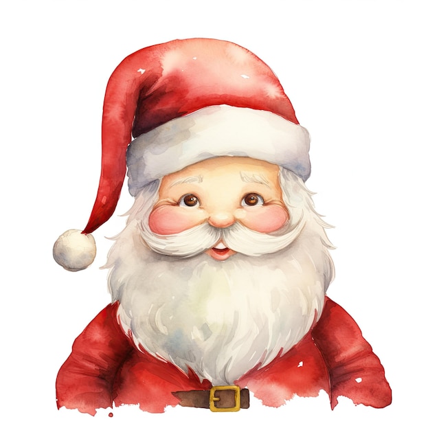 Watercolor cute Santa isolated Illustration AI GenerativexA