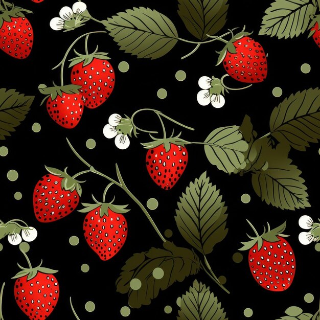 Photo watercolor cute strawberry seamless pattern background