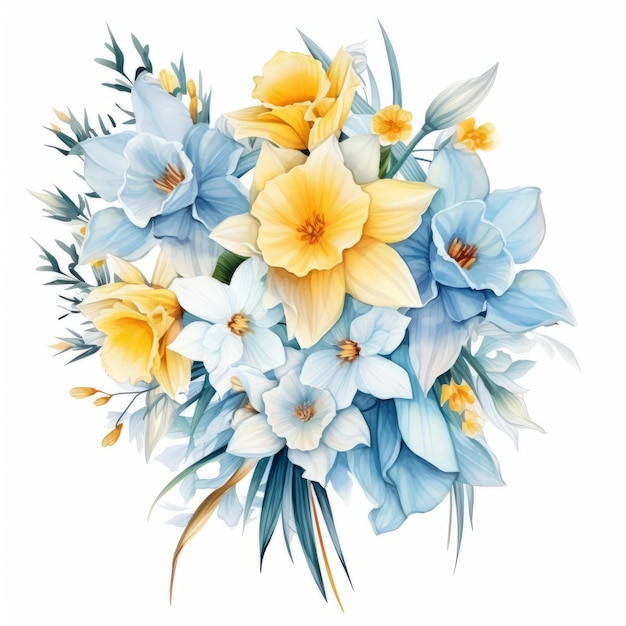 Watercolor Daffodil Arrangement Serene Springtime Illustration