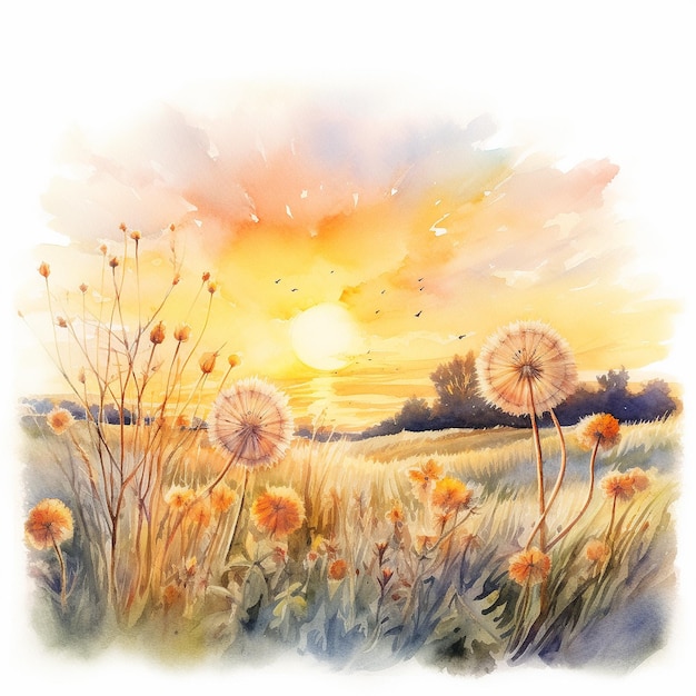 watercolor dandelion