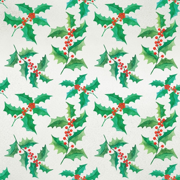 Watercolor decorative christmas botanical seamless pattern