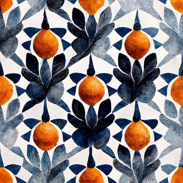 Watercolor, Decorative, Mediterranean patterns in monochrome tiles, patterns, design, borders