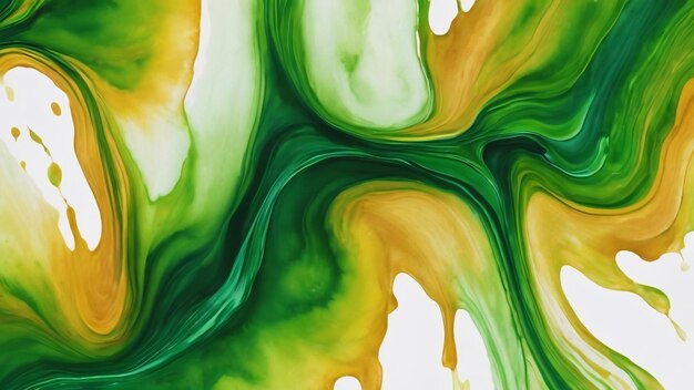 Watercolor deep green liquid background painting