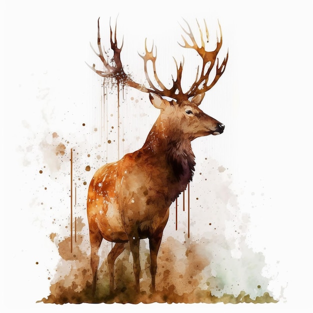 Watercolor Deer Stag Art Creative Illustration