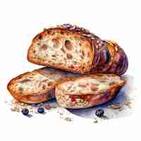 Photo watercolor delicious freshy bread