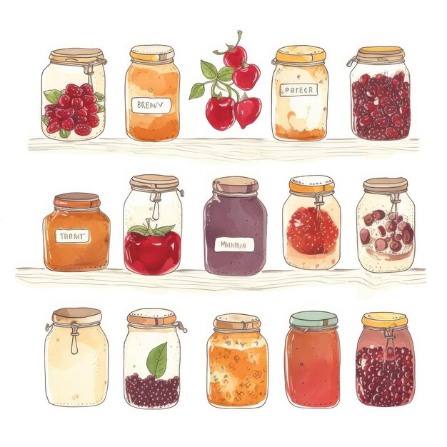 Photo watercolor delicious fruit jam ai generated