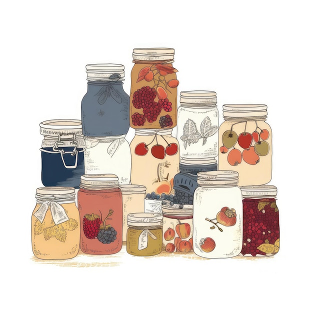 Photo watercolor delicious fruit jam ai generated