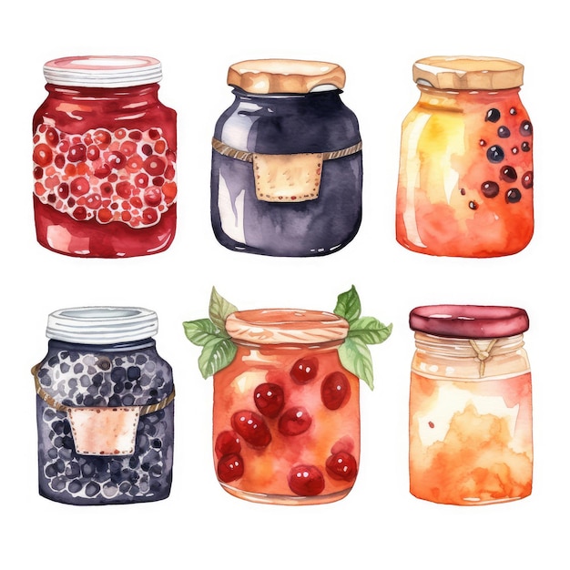 Photo watercolor delicious fruit jam ai generated