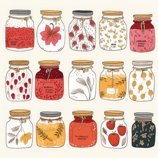 Watercolor delicious fruit jam AI generated