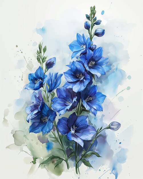 Watercolor Delphinium Flower