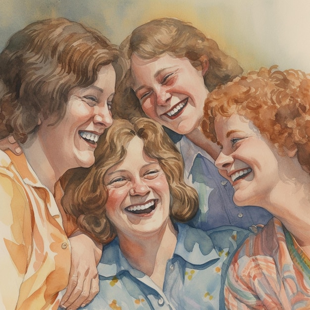 Watercolor depicting happy people