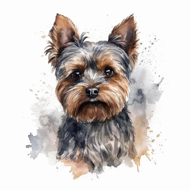 Watercolor of a dog with a black nose and a brown nose.